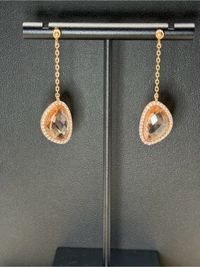 Genevive Rose Gold 18K plated silver Teardrop Dangle Earrings